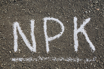 NPK letters made of mineral fertilizers
