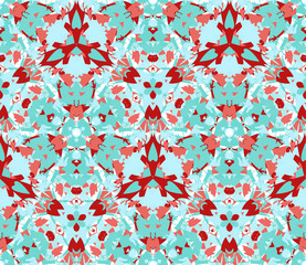 Kaleidoscope seamless pattern. Seamless pattern composed of color abstract elements located on white background. Useful as design element for texture, pattern and artistic compositions. - 120551098