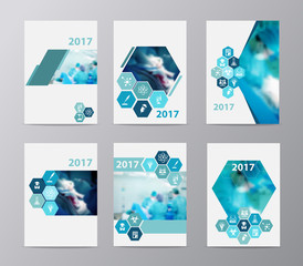 Blue annual report brochure flyer design layout template vector