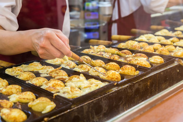 Cooking process of Takoyaki