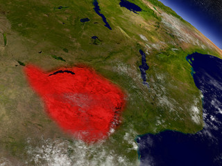 Zimbabwe from space highlighted in red