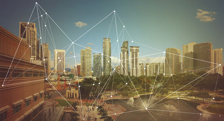 smart city and wireless communication network, abstract image visual, internet of things