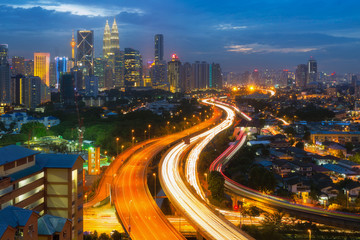 Fototapeta na wymiar Kuala Lumpur city skyline in sunset