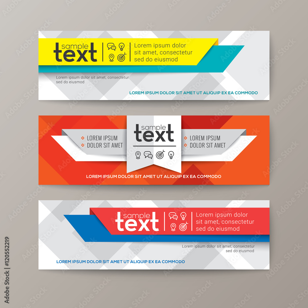 Poster set of modern web banners template with colorful abstract background