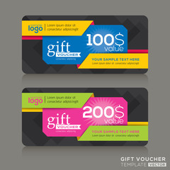Gift voucher template with abstract colorful modern design background
