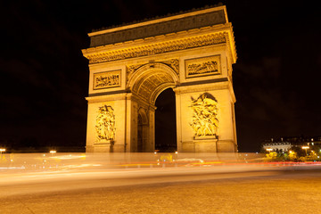 Fototapeta na wymiar Arc de Triomphe by night, Paris, France