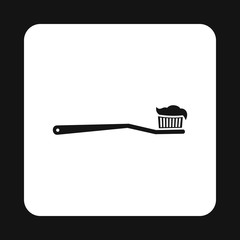Toothpaste and toothbrush icon in simple style isolated on white background vector illustration