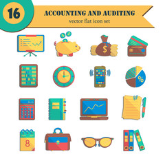 Bookkeeping vector flat icons.