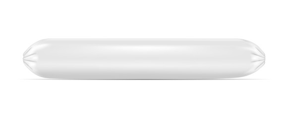 White empty plastic packaging for sausage and food