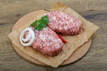 Raw burget cutlet