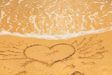 Heart-shape symbol on the beach.