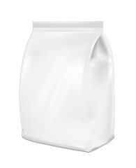 White blank plastic or paper washing powder packaging. Sachet fo