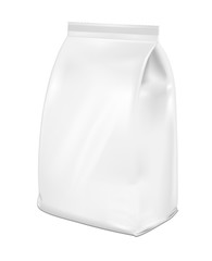 White blank plastic or paper washing powder packaging. Sachet fo