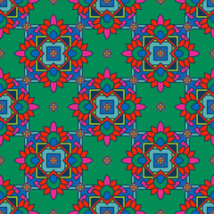 Seamless pattern in tibet style with tibet mandalas