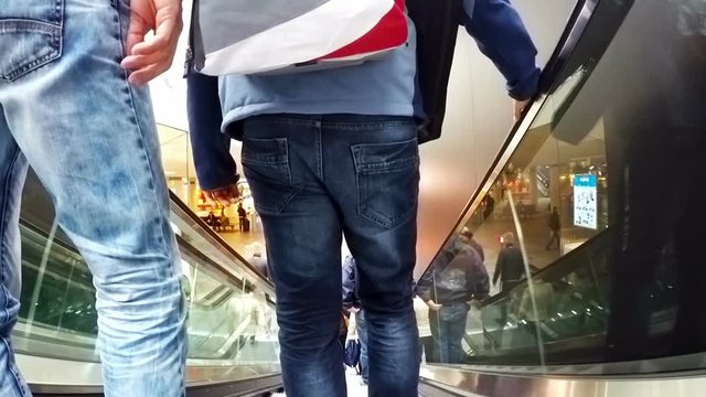 Moving Escalator With People