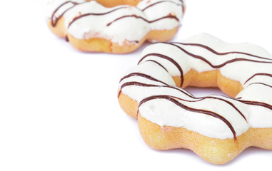 Closeup donuts on white background