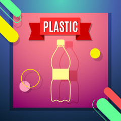 Waste sorting flat icon with plastic bottle and text