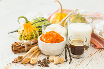 Ingredients for pumpkin spice latte