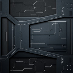 scifi wall. carbon fiber wall and circuits. metal background - 120556885