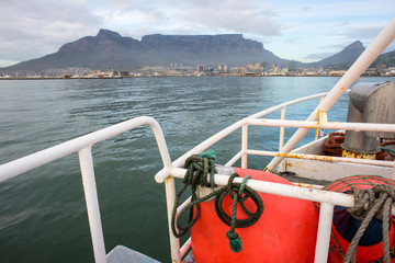 Fishing Trawler in front of Table Mountain