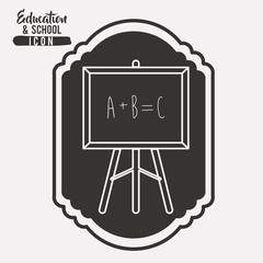 Blackboard inside frame icon. Education school learning and study theme. Black and white design. Vector illustration