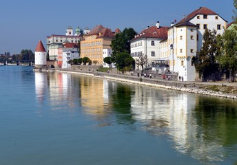 Fototapeta na wymiar Passau. Passau town. View of Passau with Danube river. Bavaria, Germany. 