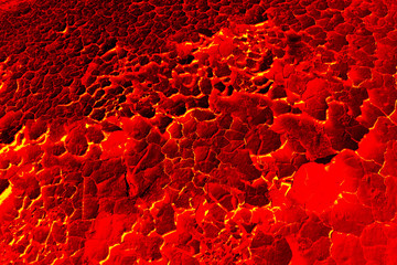 The texture of molten lava