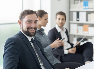 Fototapeta premium Business people having a meeting