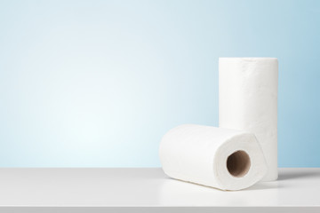 White paper towel on a white table