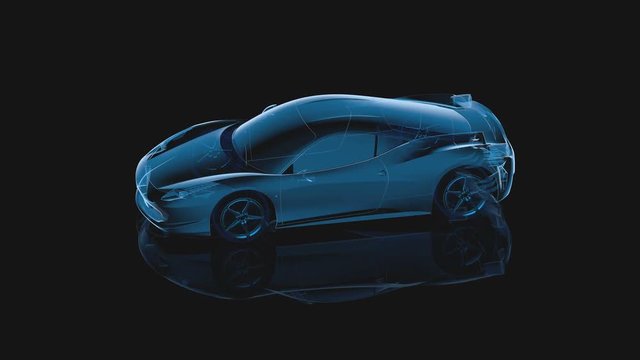 Animation transparent futuristic luxury sports car