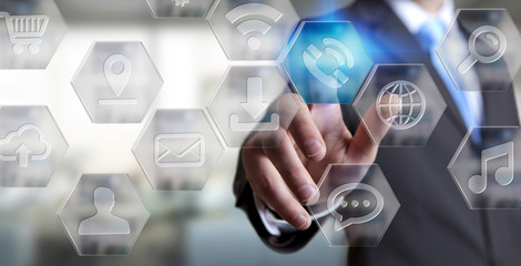 Businessman using modern digital applications interface