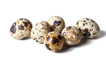 Quail eggs are isolated on a white background