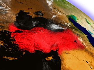 Turkey from space highlighted in red