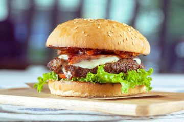 Tasty and appetizing hamburger