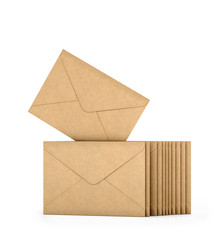 paper envelopes isolated on white background. 3d illustration