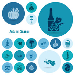 Set of Flat Autumn Icons