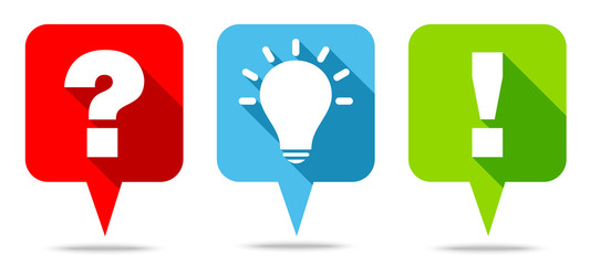 Speechbubbles Question, Idea & Answer Red/Blue/Green