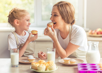 Mother and daughter in the kitchen