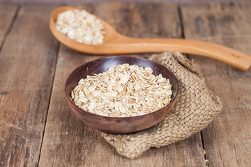 oats in plate on wood table