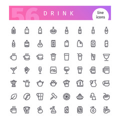Fototapeta premium Drink Line Icons Set