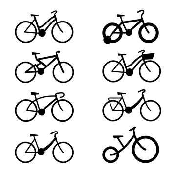 bicycle icon set with shadow