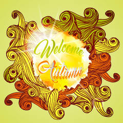 Welcome Autumn Lettering Seasonal Banner Postcard