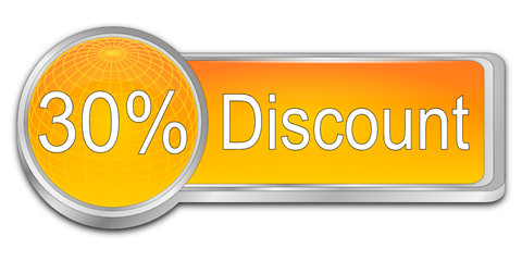 30% Discount button - 3D illustration