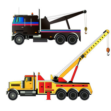 Tow trucks set. Vector illustration, isolated