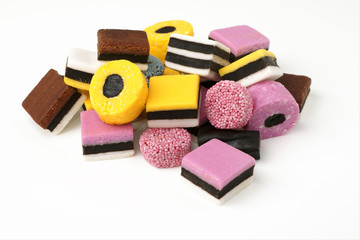 Liquorice and fondant candy or allsorts