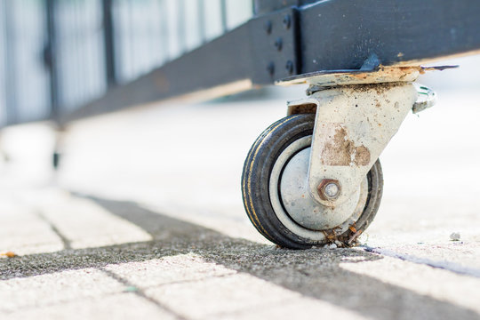 The Castor Rubber Wheel Under Steel Gate