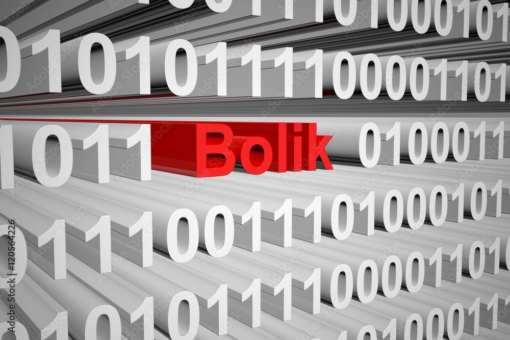 Poster bolik in the form of binary code, 3d illustration
