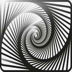 Naklejka premium Abstract spiral, vortex effects with concentric shapes blended inward. Graphic design.Vector illustration. Background design. Optical illusion. Modern stylish. Swirling,rotating lines artistic graphic