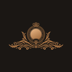 Calligraphic Luxury logo. Emblem elegant decor elements. Vintage