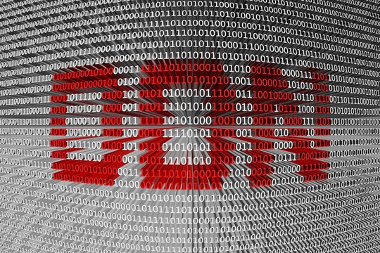 DDN in the form of binary code, 3D illustration